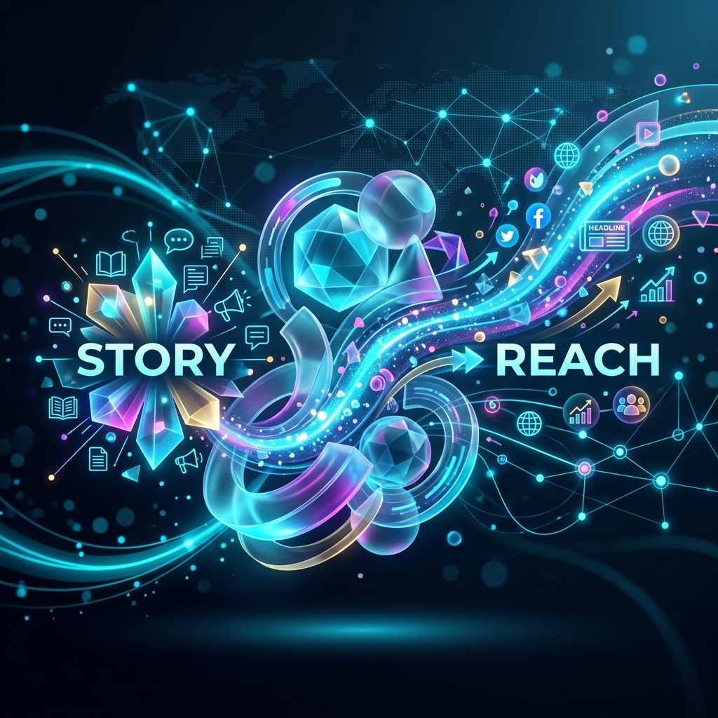 Abstract media, story and reach visual